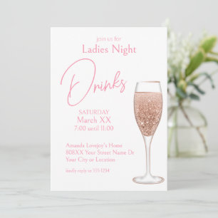 Invitation Champagne rose Dames Boissons de nuit