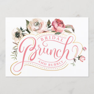 Invitation Champagne rose   Fête des mariées de brunch et bul