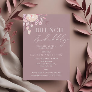 Invitation Champagne Rose Floral Mariage Brunch et Bulles