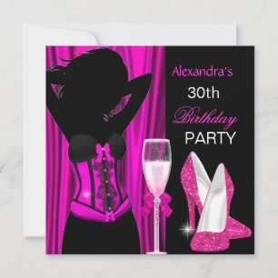 Invitation Champagne rose glamour fête d'anniversaire