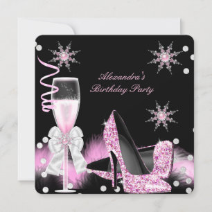 Invitation Champagne Rose Haut talons fête d'anniversaire