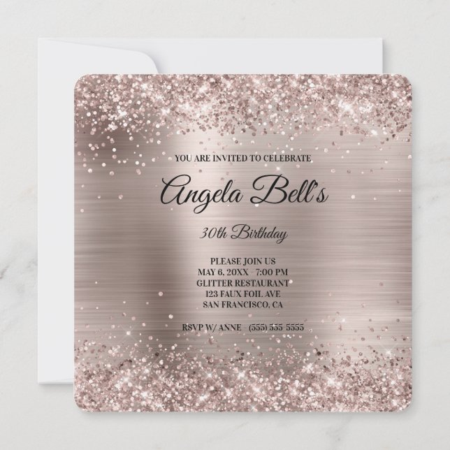Invitation Champagne rose Parties scintillant huile Fhuile (Dos)