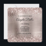 Invitation Champagne rose Parties scintillant huile Fhuile<br><div class="desc">Une invitation glamour monogrammed 30e anniversaire arrondie forme carré d'angle pour elle. Faux parties scintillant de champagne rose argenté brillant avec éclat contre une image graphique en feuille de métal brossée. On peut customiser le monogramme de calligraphie noir et blanc au centre. Tous les éléments brillants et brillants de ce...</div>