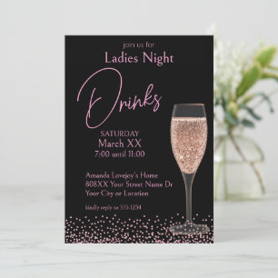 Invitation Champagne rose sur Black Ladies Night Dracks