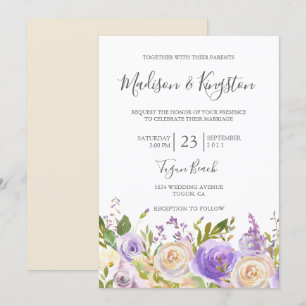 Invitation Champagne Rose violet Rose violet Floral Élégant M