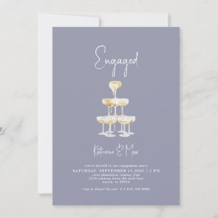 Invitation Champagne Tower Dusty Blue Engagement Party