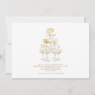 Invitation Champagne Tower Gold Text Engagement Partie III