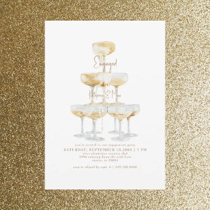 Invitation Champagne Tower Gold Text Party