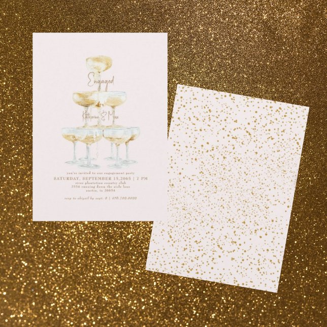 Invitation Champagne Tower Gold Texte Blush (Créateur téléchargé)