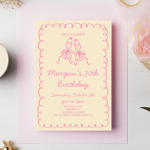 Invitation Champagne Whimsical Rose Orange