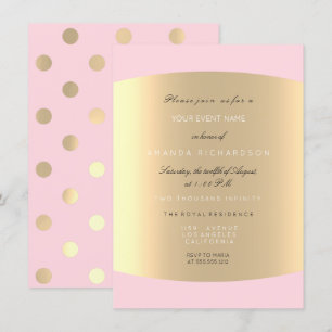 Invitation Champaigne Gold Pois Sepia Rose Pink Pastel