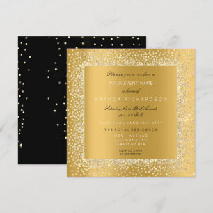 Invitation Champaigne Or Noir Confettis Paillettes Sépia VIP