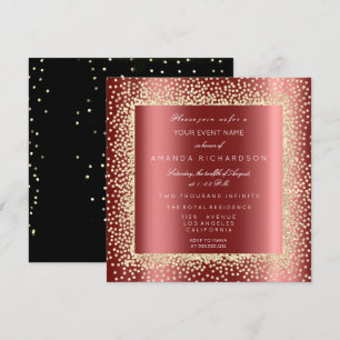 Invitation Champaigne Pailleté Or Burgundy Confettis