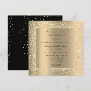 Invitation Champaigne Sepia Gold Parties scintillant Black Co