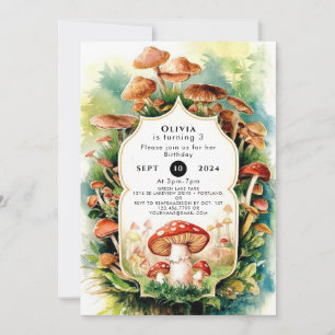 Invitation Champignon Boho coloré Anniversaire