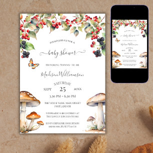 Invitation Champignon de Bois Fête de Bébé d'Automne