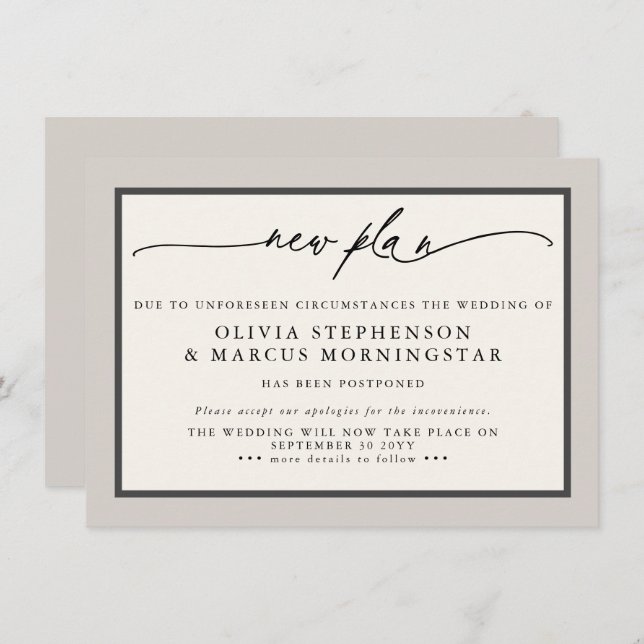 Invitation Champignon de Terre - Événement Moderne Reporté (Devant / Derrière)