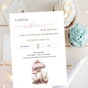 Invitation Champignons Aquarelle Escargot Baby Shower 