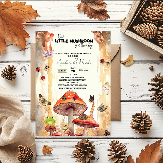 Invitation champignons baby shower d'automne rustique whimsic (Créateur téléchargé)