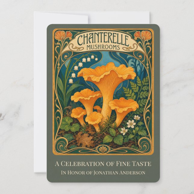 Invitation Champignons Chanterelle Fungi Vintage Cueilleur (Dos)