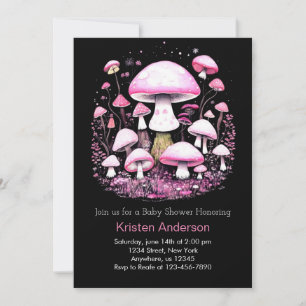 Invitation Champignons de bois Blissful rose Girl Baby shower