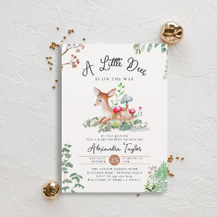 Invitation Champignons de cerfs de bois Verdure Baby shower m