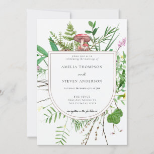 Invitation Champignons de forêt   Mariage Woodland