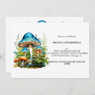 Invitation Champignons de la forêt sauvage fête d'anniversair