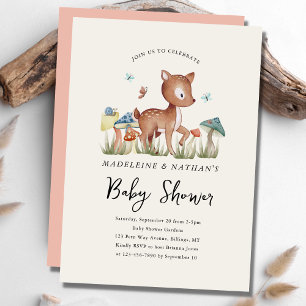 Invitation Champignons des bois Baby shower de cerfs