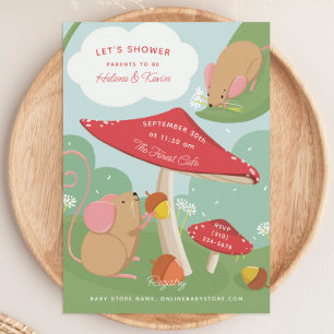 Invitation Champignons et Baby shower de bois de souris de ch