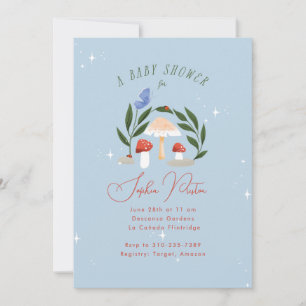 Invitation Champignons et papillons de jardin de fées magique