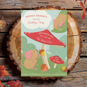 Invitation Champignons et souris de campagne Fête d'anniversa