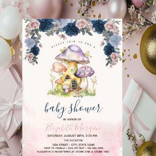 Invitation Champignons Fleurs Colorés Baby Shower 