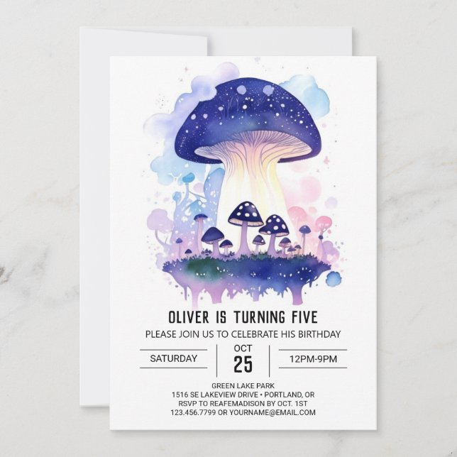 Invitation Champignons magiques Toadstool anniversaire (Devant)