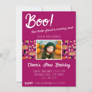 Invitation Champignons pour le premier anniversaire de Boo Ha