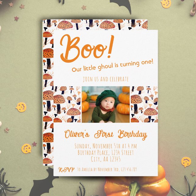 Invitation Champignons pour le premier anniversaire de Boo Ha (Créateur téléchargé)