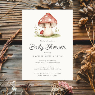 Invitation Champignons Whimsical Genre Neutre Baby shower mig