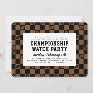 Invitation Championnat Brown de football noir Game Watch Part