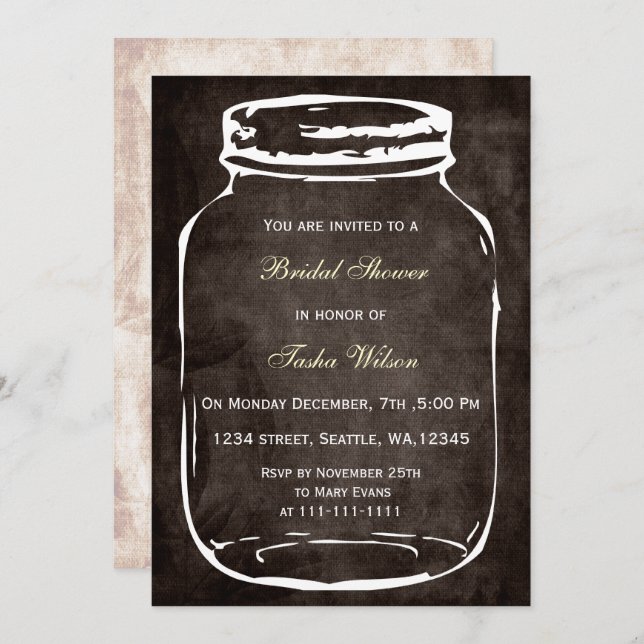 Invitation championnat de campagne mason jar Douche nuptiale  (Devant / Derrière)