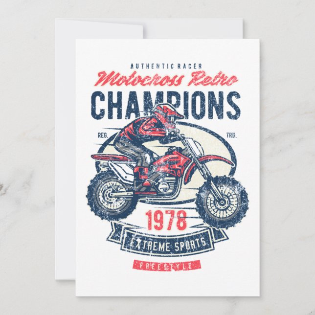 Invitation Champions Motocross Retro Vintage Motorbike Image (Devant)