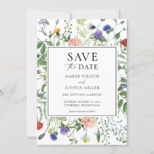 Invitation Champs fleur sauvage Enregistrer la date