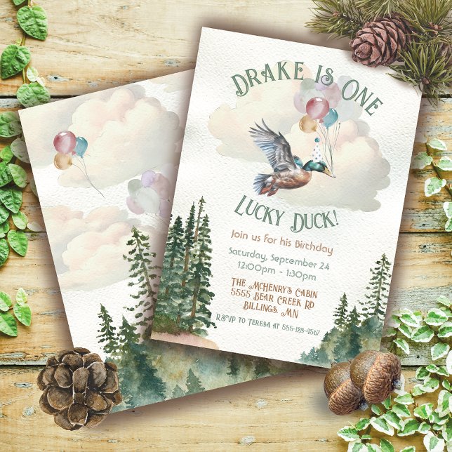 Invitation Chance Canard aquarelle Turner un Anniversaire fêt (Créateur téléchargé)