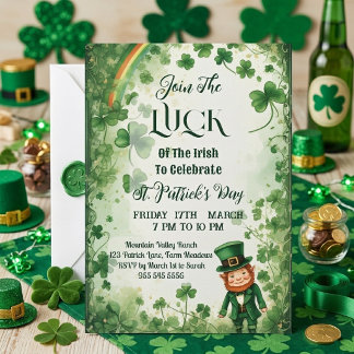 Invitation Chance des Trèfles Irlandais Arc-en-Ciel Leprechau