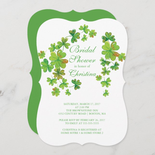 Invitation Chance élégante de la Fête de la mariée irlandaise (Devant / Derrière)