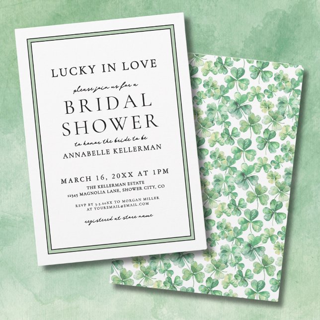 Invitation Chanceuse en amour : Fête de mariage pour la Saint (Lucky In Love St. Patrick's Day Bridal Shower Invitation)
