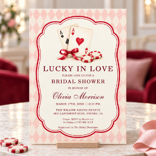 Invitation Chanceux dans un Mariage Rose de Casino en Direct