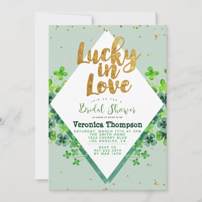 Invitation Chanceux en amour Baby Shower de la Saint-Patrick  (Devant)