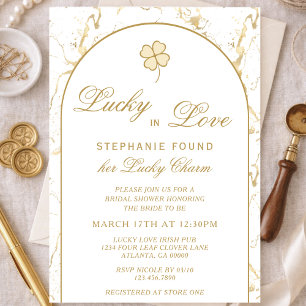 Invitation Chanceux en amour Élégante douche de mariée au trè
