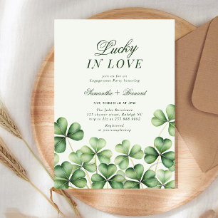 Invitation Chanceux en amour Fête de fiançailles au trèfle ve