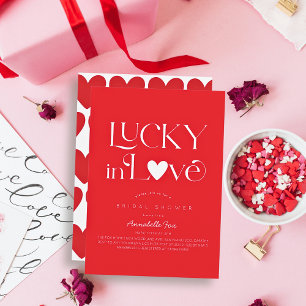 Invitation Chanceux en amour Fête de mariage Cœur Rouge